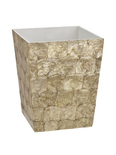 Capiz Shell Waste Basket 10.6"x7.9"x7.9" Champagne