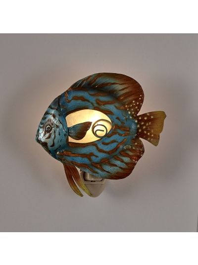 Discus Fish Metal & Capiz LED Night Light 5"