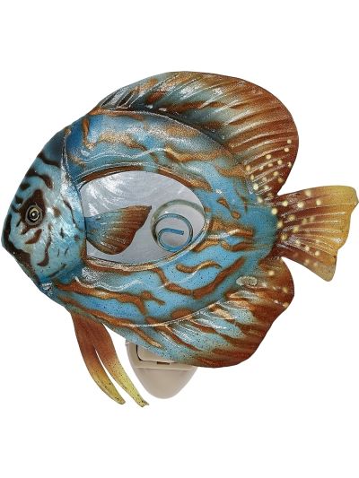 Discus Fish Metal & Capiz LED Night Light 5"