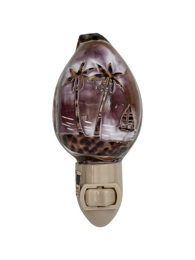 Carved Cowrie Palm Tree Boxed LED Night Light