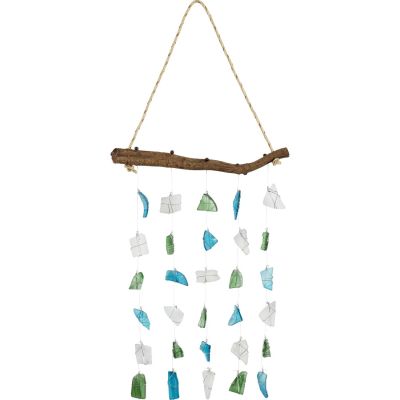 Blue Green White Sea Glass Wall Hanger 12x12"