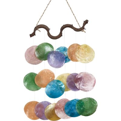 Colorful Lines Placuna Wind Chime 12x18"