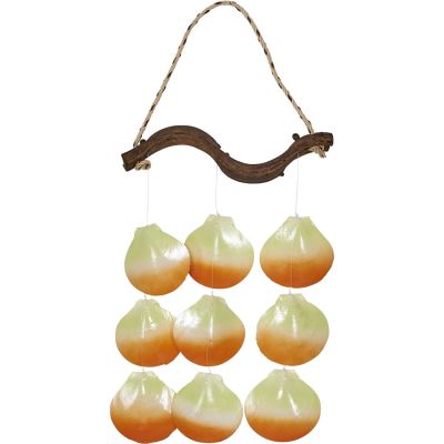 2 Painted Sunrise Moon Shell Wind Chimes 10x10" (Set of 2)