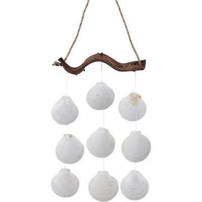 2 White Moon Shell Wind Chimes 10x10" (Set of 2)