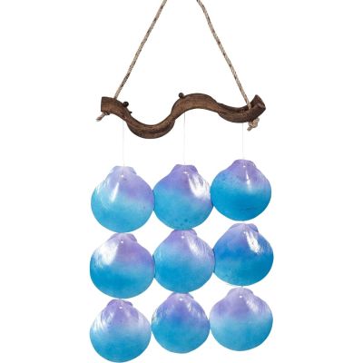 2 Painted Twilight Moon Shell Wind Chimes 10x10" (Set of 2)