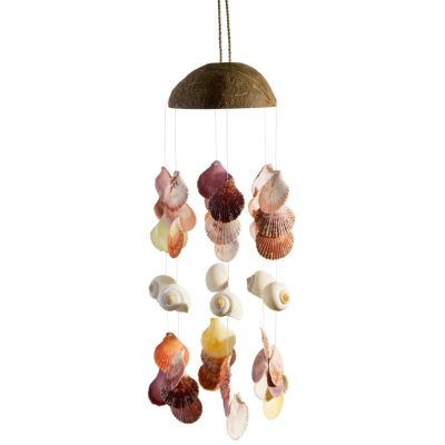 Coconut & Hanging Scallop and Mixed Shells Wind Chime 4.5x16"