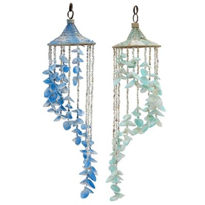 2 Colored Shells Hat Wind Chimes 6x24" (Set of 2)