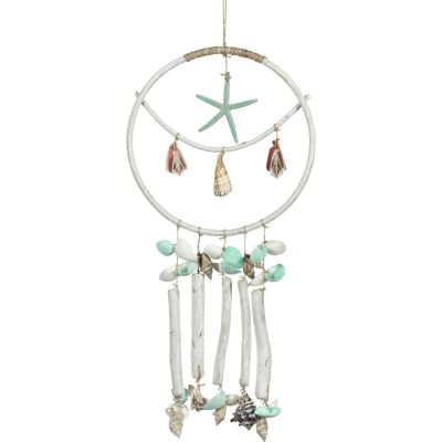 White Driftwood with Starfish & Shells Dreamcatcher 9x19"