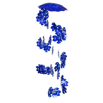 Fish Spiral Capiz Wind Chime Blue 24"
