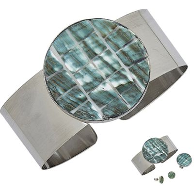 Jade Turbo Stainless Cuff Bracelet & Earrings Set