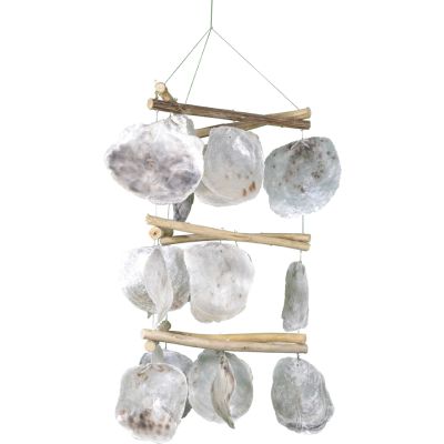 Driftwood & Placuna Triangle Wind Chime 16"