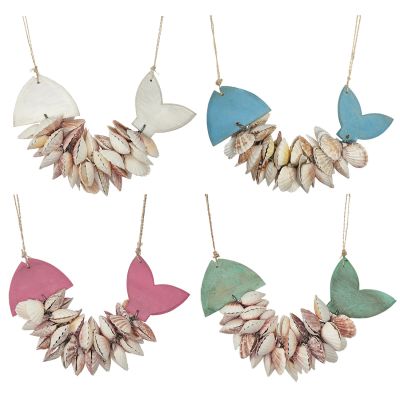 4 Assorted Colored Pecten Curved Fish 12" (Set of 4)