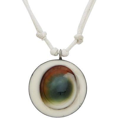 Round Cat's Eye on White Necklace & Earrings Set