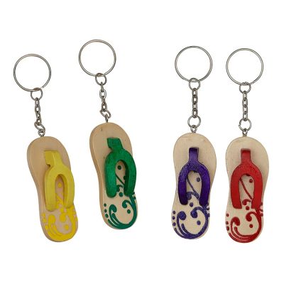 4 Wood Flip Flop Keychains (Set of 4)