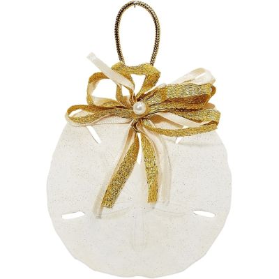 2 Round Sand Dollars Christmas Holidays Ornaments 3-4" (Set of 2)