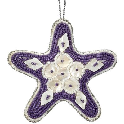 Starfish Purple Mother of Pearl (MOP) & Beads Ornament