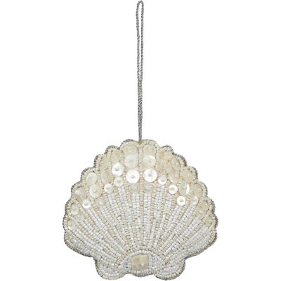 Scallop White MOP & Beads Ornament