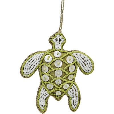 Turtle Mother of Pearl (MOP) & Beads Ornament Light Green