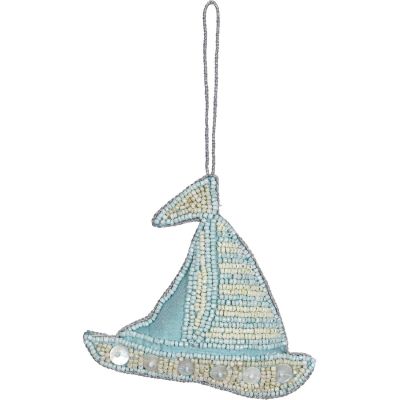 Sailboat Mother of Pearl (MOP) & Beaded Ornament Blue