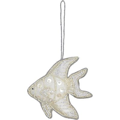 3 Tropical Fish White MOP & Beaded Ornaments (Set of 3)