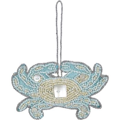 3 Sea Crab Blue MOP & Beaded Ornaments (Set of 3)