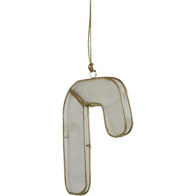 2 Capiz Candy Cane Ornaments 3.5" (Set of 2)