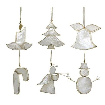 Capiz 6 Piece Christmas Set Ornaments (Set of 6)