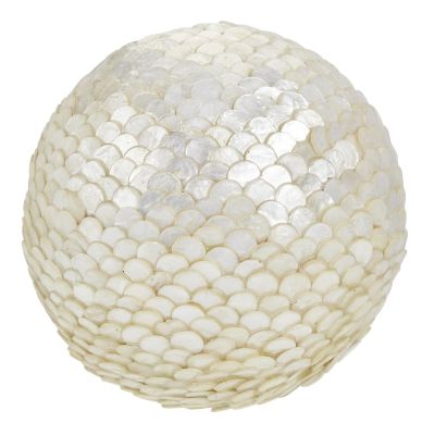 Capiz Scaled Shell Orb 6" Ivory