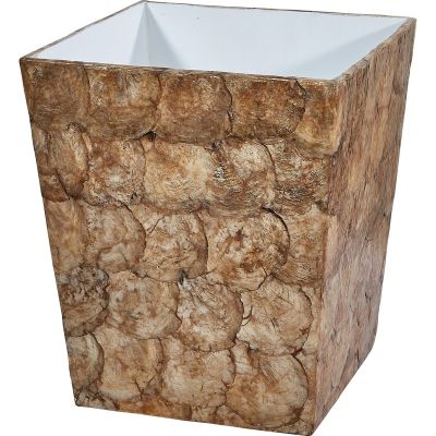 Capiz Shell Waste Basket 10.6"x7.9"x7.9" Champagne