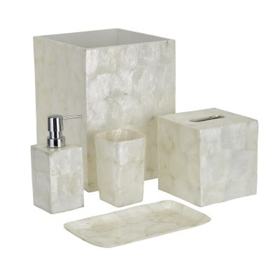 Five pc Capiz Shell Bathroom Set Ivory