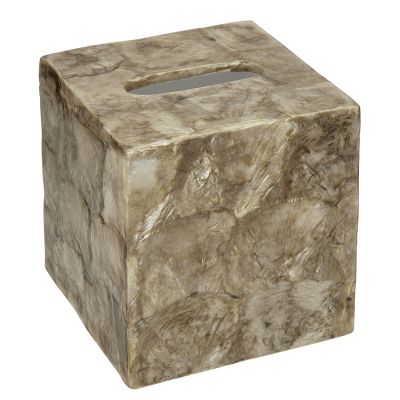 Capiz Shell Tissue Box 5.5"x5"x5" Champagne