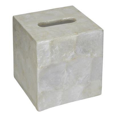 Capiz Shell Tissue Box 5.5"x5"x5" Ivory