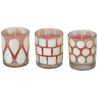 Three pc Capiz Shell Votive Candle Holders Set 2.4x2.2" (Set of 3)