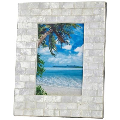 Brick Patterned Capiz Shell Photo Frame 4x6" Ivory