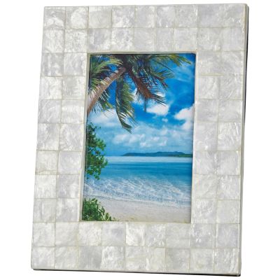 Tile Patterned Capiz Shell Photo Frame 4x6" Ivory