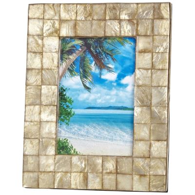 Tile Patterned Capiz Shell Photo Frame 4x6" Champagne
