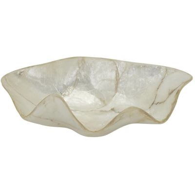 Clam Shaped Capiz Shell Bowl 8"x5.5"x3" Ivory