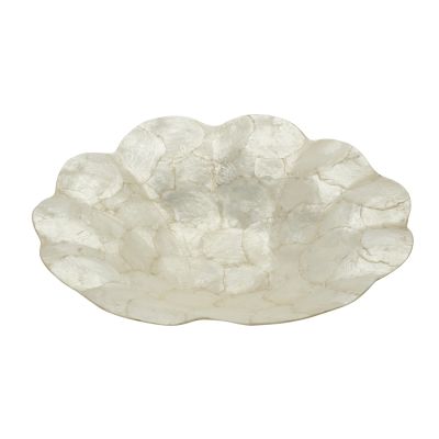 Scallop Shaped Capiz Shell Bowl 14.2x12.2x2" Ivory