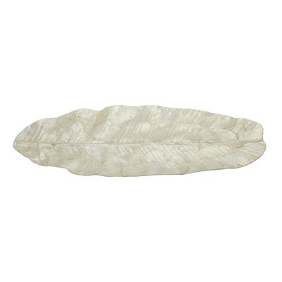 Leaf Shaped Capiz Shell Tray 23.6x10.6"x1" Ivory