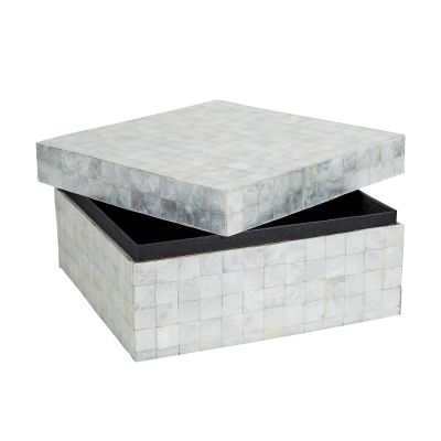 Tiled Capiz Square Box Natural 12x12x6"