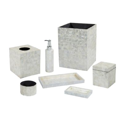 White Tiled Capiz Shell 7pc Bathroom Set
