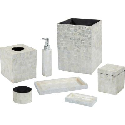 White Tiled Capiz Shell 7pc Bathroom Set