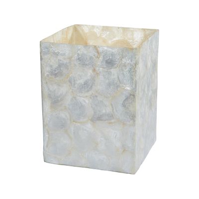 Natural All Capiz Shell Waste Basket 8X8X11
