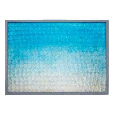 Capiz Shell Sea Blue Ombre Wall Art 43x32x1"