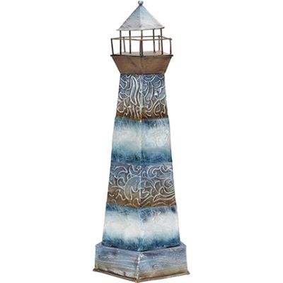 Capiz & Metal Lighthouse Blue/White 13x4x4"