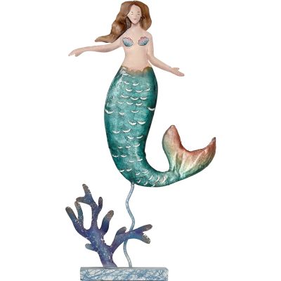 Metal and Capiz Mermaid on Stand 13"