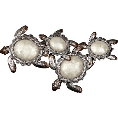 Capiz & Metal Bale of Turtles Wall Art White/Dark Grey 25x13x3.5"