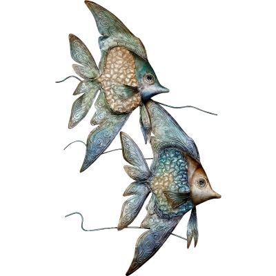 Capiz & Metal Angelfish Wall Art Beige/Green 24x15x3"