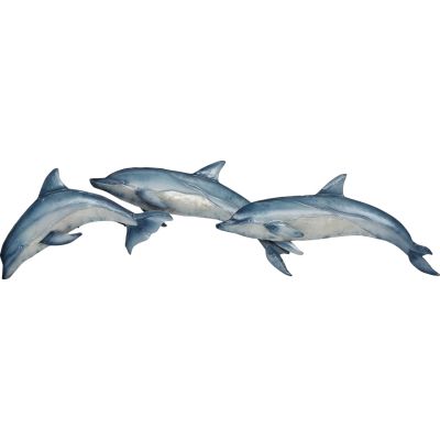 Capiz & Metal Blue White Dolphin Pod Wall Art Blue/White 6x21x2"