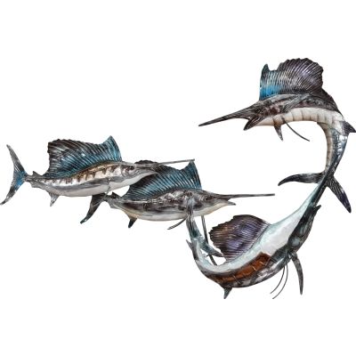 Capiz & Metal Sailfish School Wall Art Blue/White 12x20x2"